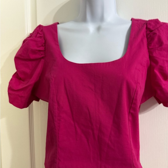 Pink Maxi Dress with Puff Sleeves and Ruched Style - Picture 1 of 6